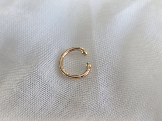 Single Band Ear Cuff with Bone Tips in 14K Solid Gold - No Piercing Required