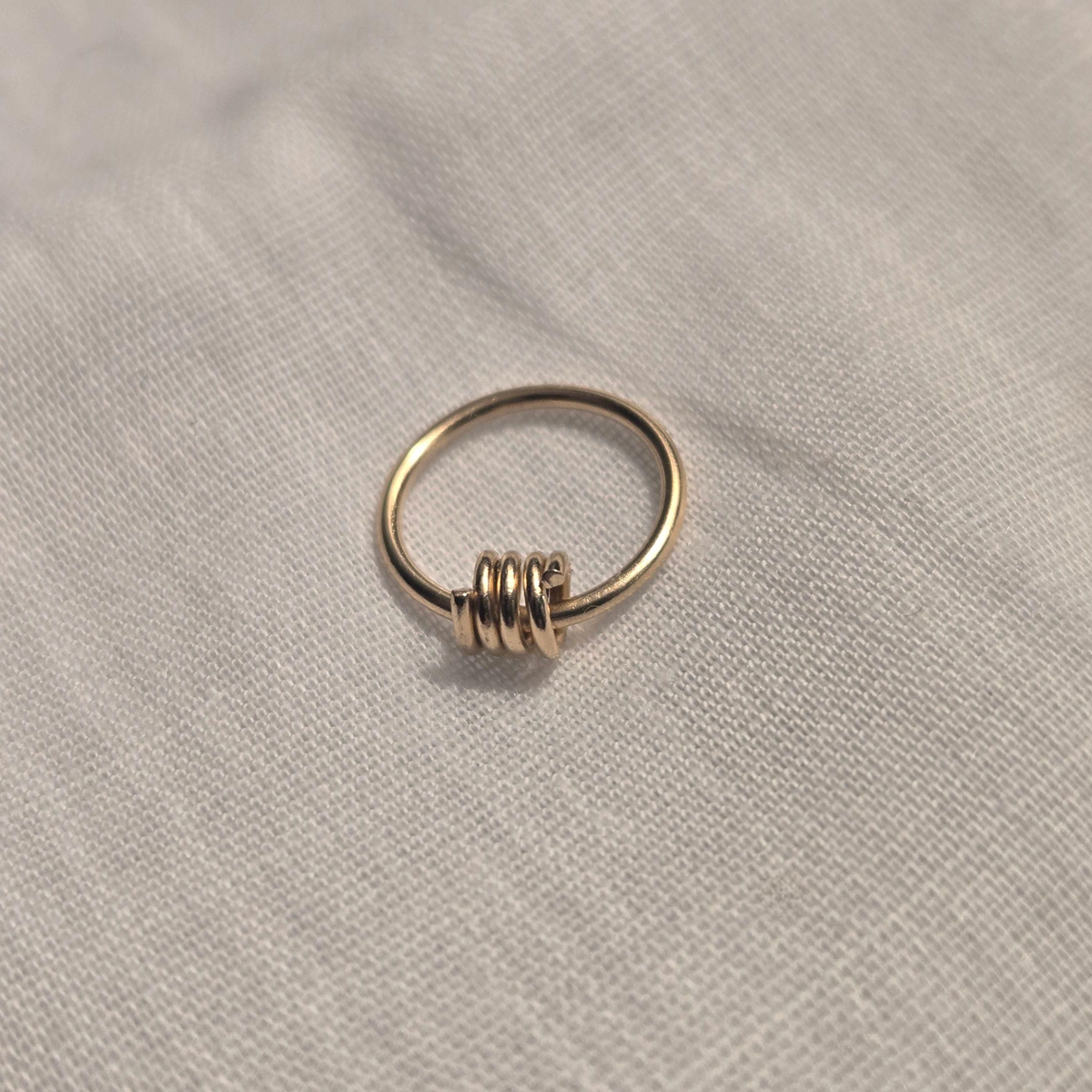 Seamless Ring with Dainty Wire Accent in 14K Solid Gold