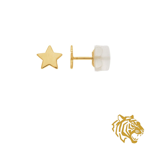 Star Post Earring in 14K Solid Gold with Silicone Stopper