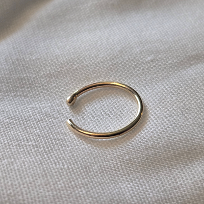 Nose Hoop with Bone Tip in 14K Solid Gold