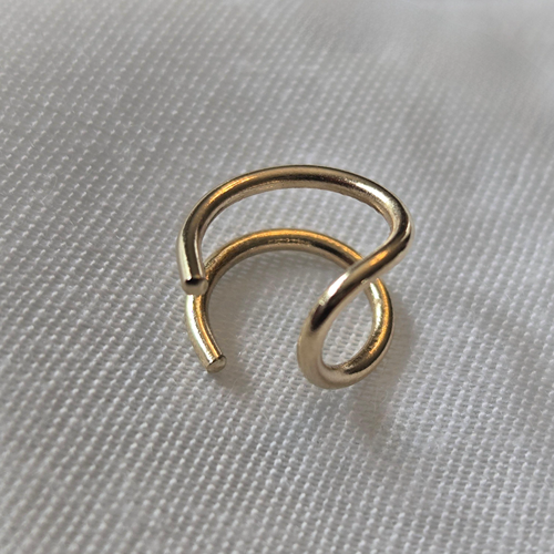Double Bar Ear Cuff in 14K Solid Gold - No Piercing Required
