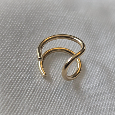 Double Bar Ear Cuff in 14K Solid Gold - No Piercing Required