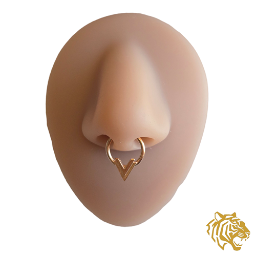 Seamless Ring with Double V Trim in 14K Solid Gold