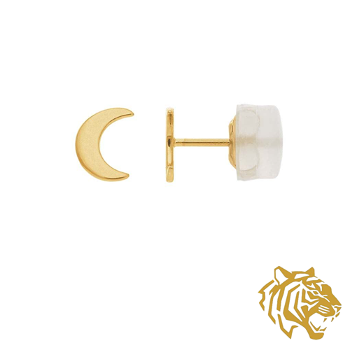 Moon Post Earring in 14K Solid Gold with Silicone Stopper