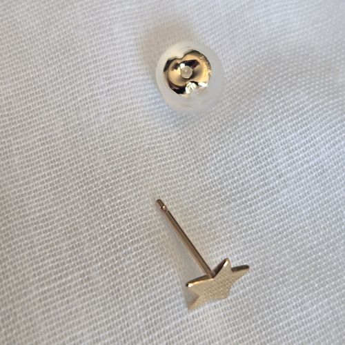 Star Post Earring in 14K Solid Gold with Silicone Stopper