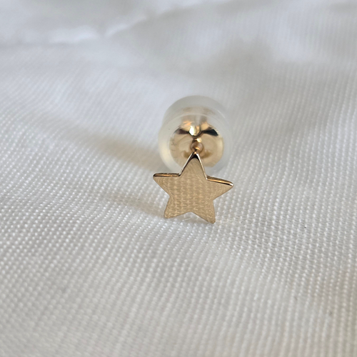 Star Post Earring in 14K Solid Gold with Silicone Stopper