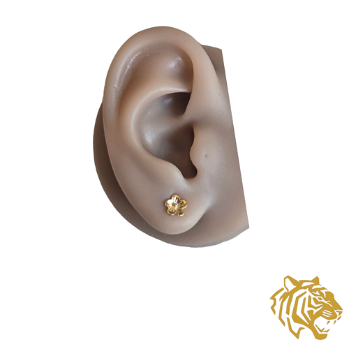 Cherry Blossom Flower Post Earring in 14K Solid Gold with Silicone Stopper
