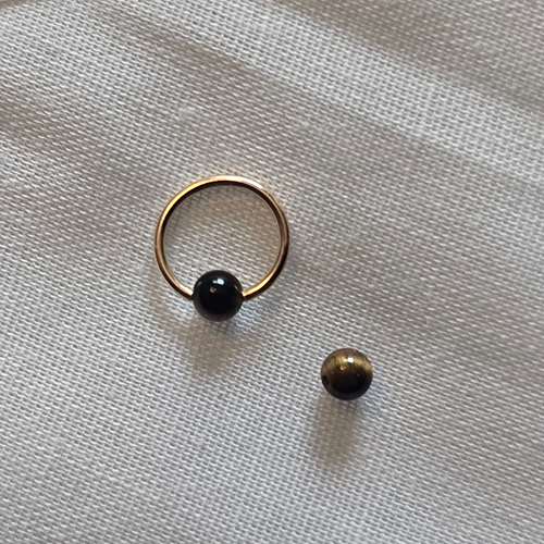 Captive Bead Ring with 3mm Tiger's Eye Gemstone in 14K Solid Gold