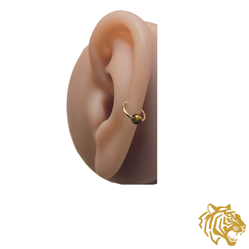 Captive Bead Ring with 3mm Tiger's Eye Gemstone in 14K Solid Gold