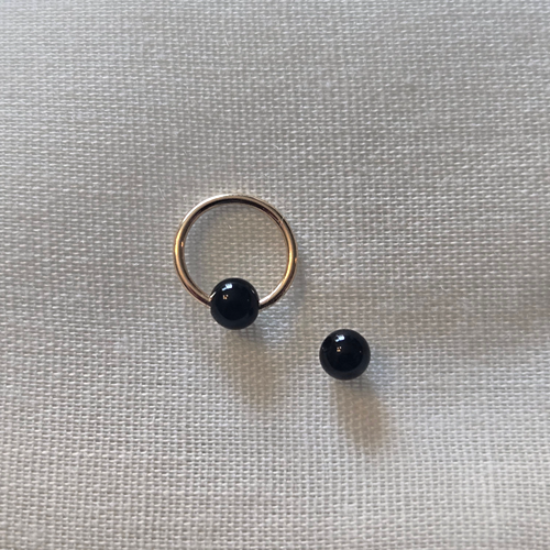 Captive Bead Ring with 3mm Natural Onyx Gemstone in 14K Solid Gold