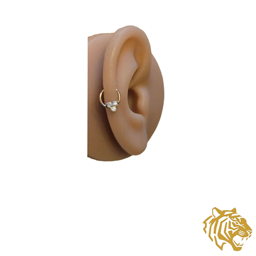 Seamless Ring with Round Moissanite Tri-Flower Setting in 14K Solid Gold