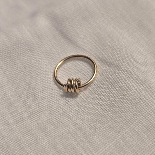Seamless Ring with Dainty Wire Accent in 14K Solid Gold