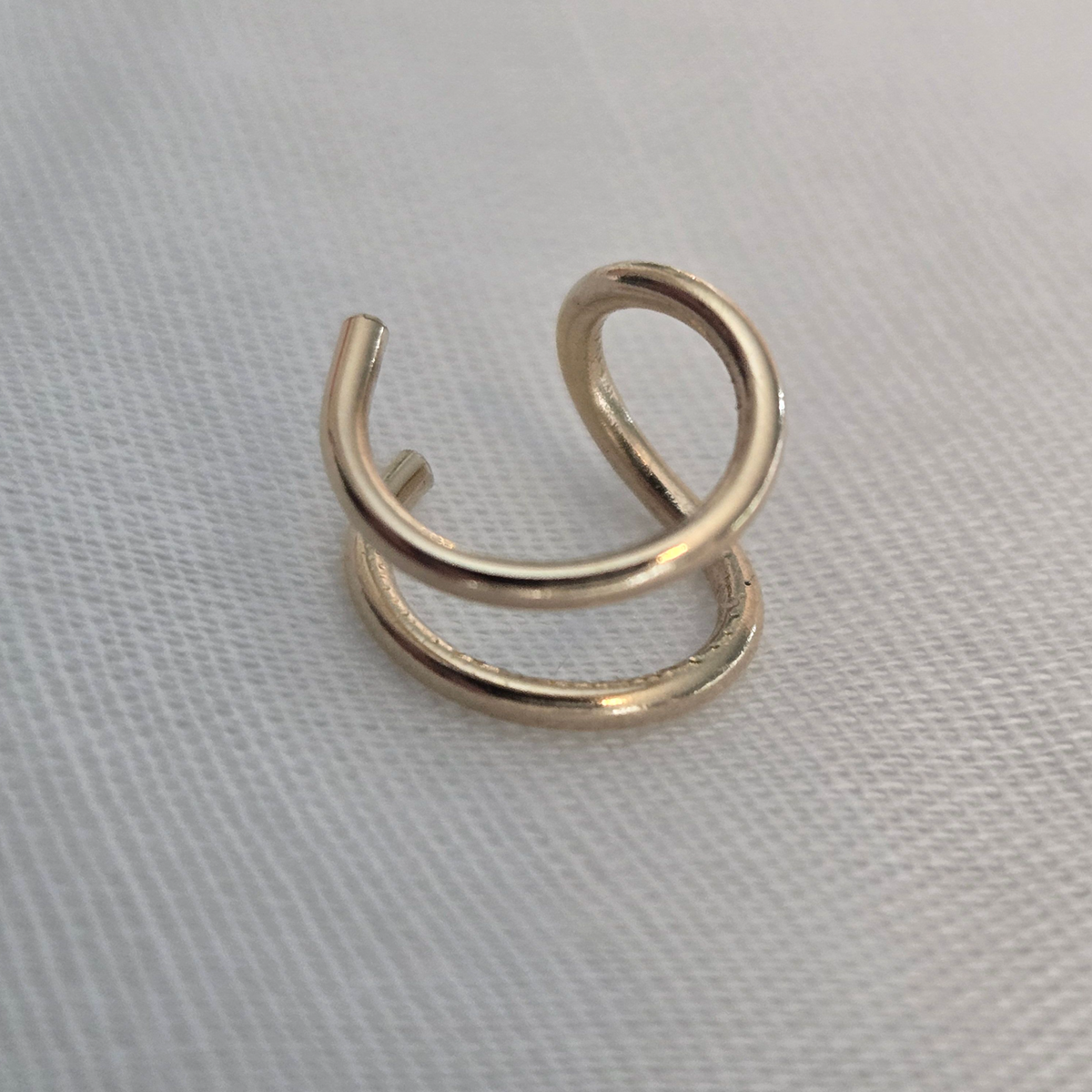 Double Bar Ear Cuff in 14K Solid Gold - No Piercing Required