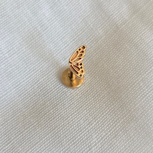 Butterfly Push Fit Labret in 14K Solid Gold