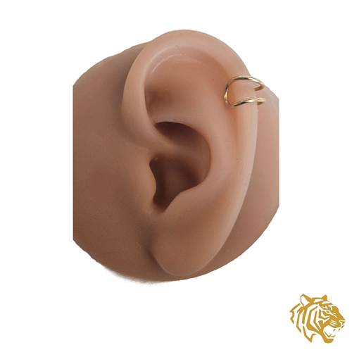 Double Bar Ear Cuff in 14K Solid Gold - No Piercing Required